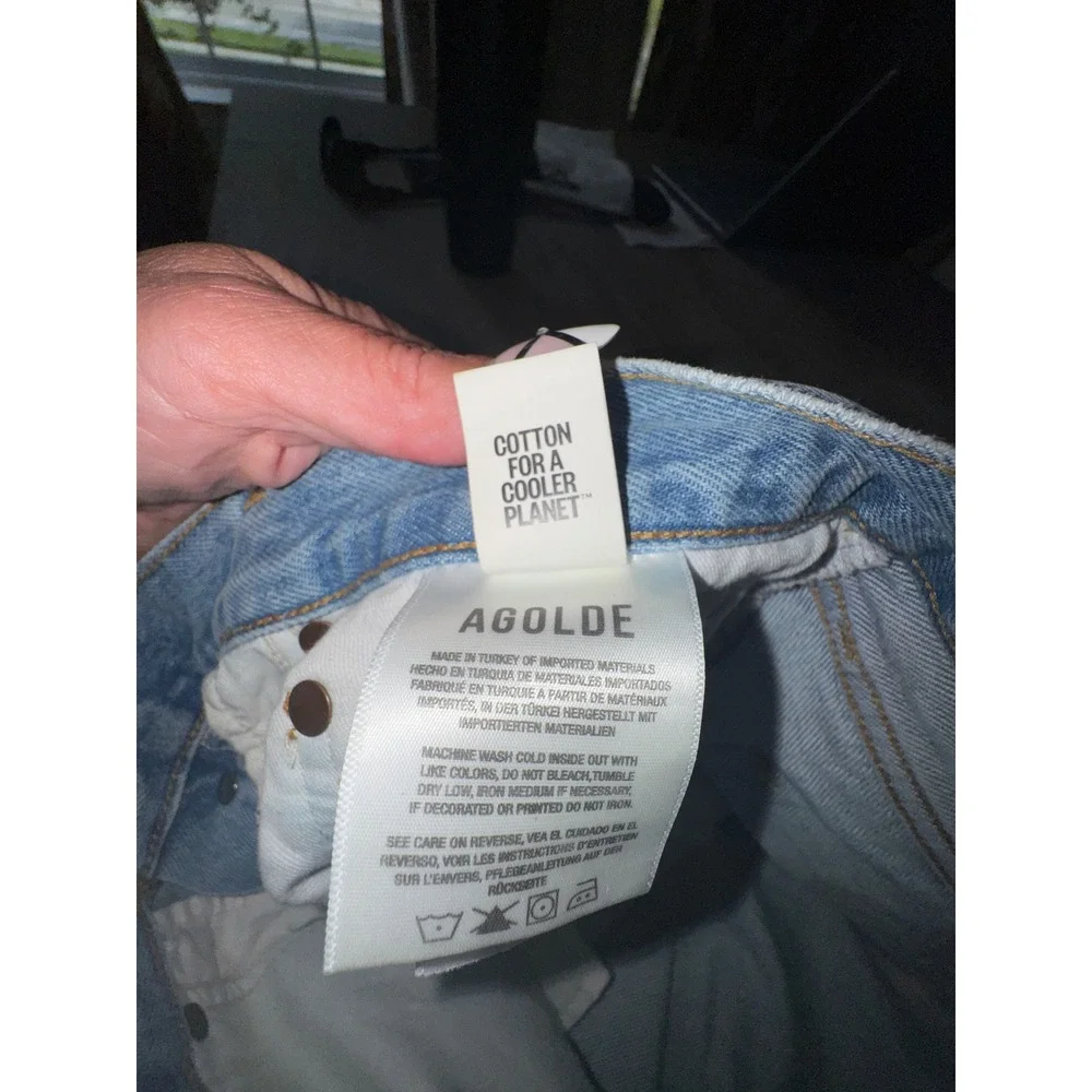AGOLDE Parker Long High Rise Denim Shorts Light Blue Size 32 A9010B-1141